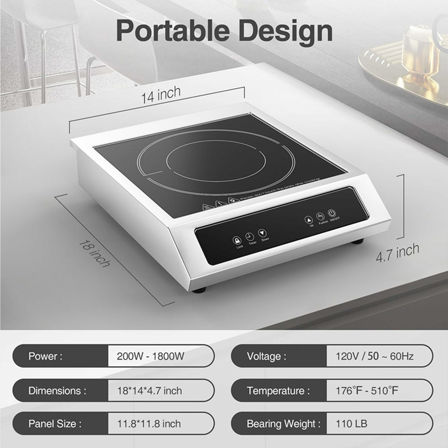 Commercial Induction Stove 9-Level Power 4-Hour Timer