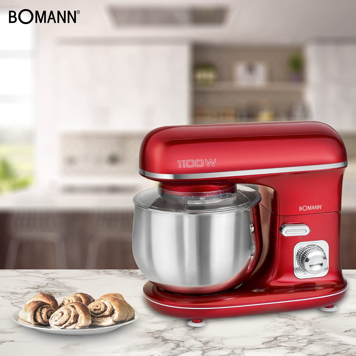 Bomann Batidora y Amasadora 5L 1100W Rojo