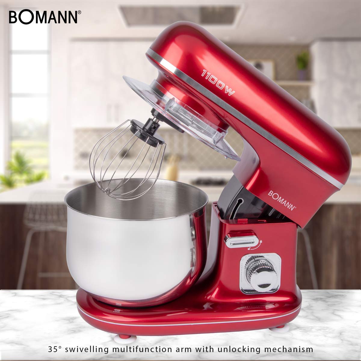 Bomann Batidora y Amasadora 5L 1100W Rojo